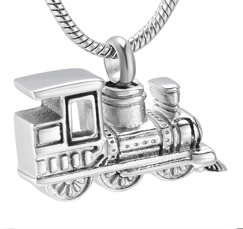 Mini Train Shape Stainless Steel Cremation Ashes Locket Necklace Memorial Jewelry for Pet/Human Remains