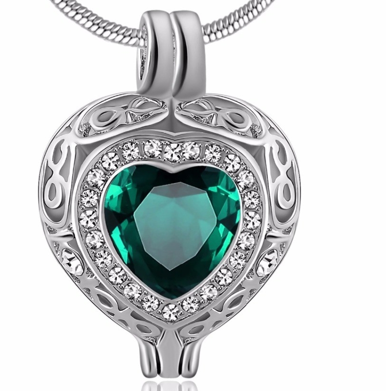 Personalized Memorial Birthstone Cremation Necklace Ashes Urn Keepsake Locket Pendant