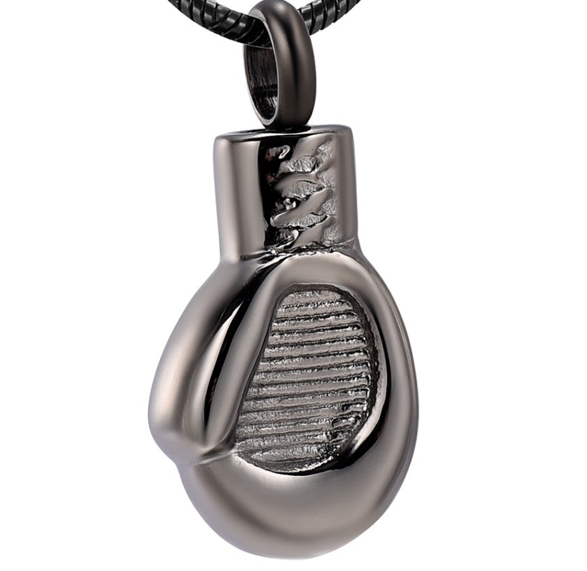 Stainless Steel Boxing Glove Cremation Ashes Memorial Necklace for Men Keepsake Pendant