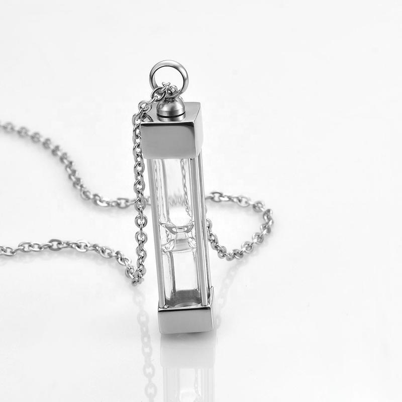 Jewelry Main Material 316L Stainless Steel Timeless Hourglass Glass Cremation Pendant
