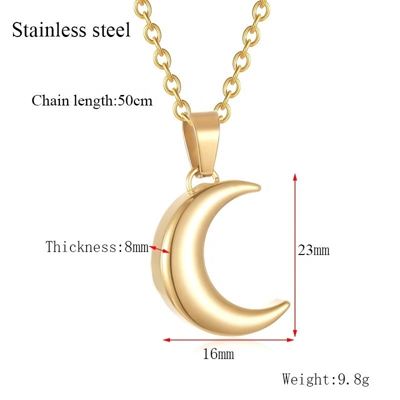 Unique Designs Moon Urn Necklace Stainless Steel Memorial Lockets for Ashes Keepsakes