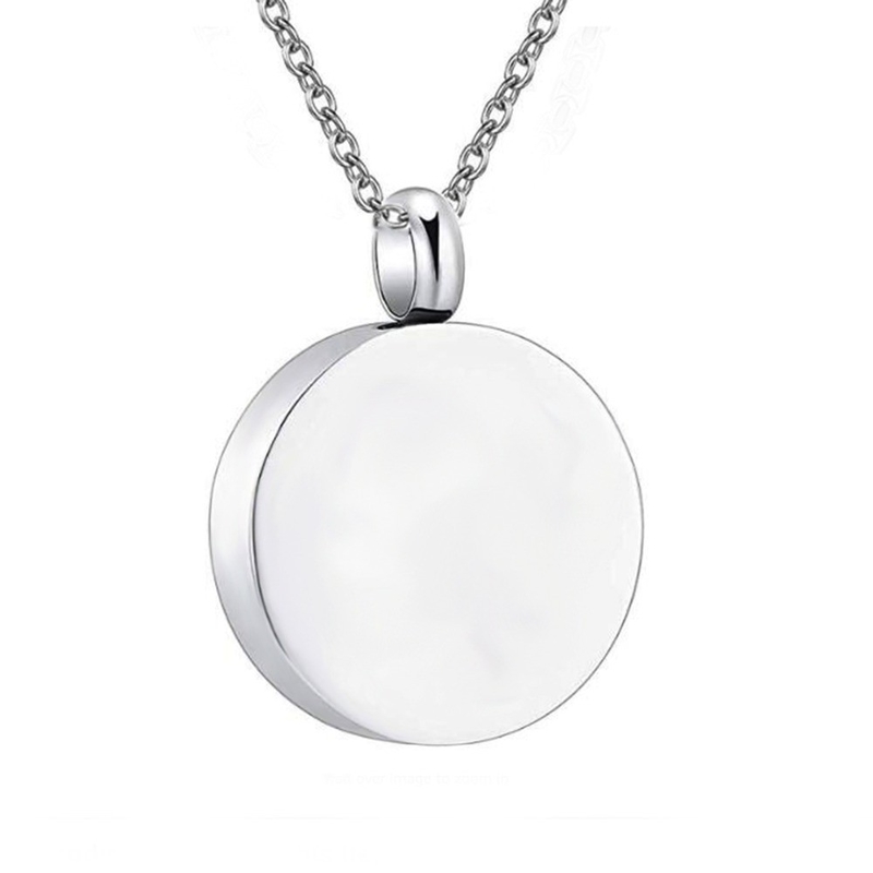 Stainless Steel Cremation Round Urn Necklace for Women Men Pet Ashes Keepsake Pendant