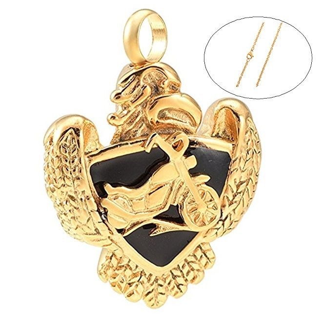 Excellent Stainless Steel Eagle Motorcycle Memorial Urn Jewelry Necklace Pendant for Men