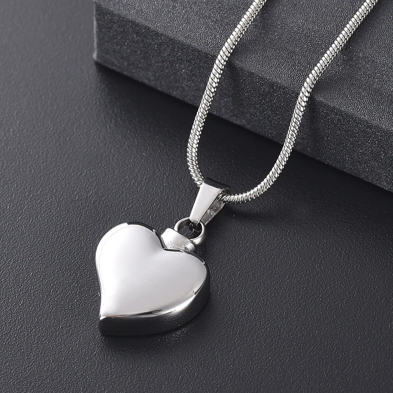 Decoration Heart Cremation Pendant Memorial Necklace Ashes Holder Urn High Polished