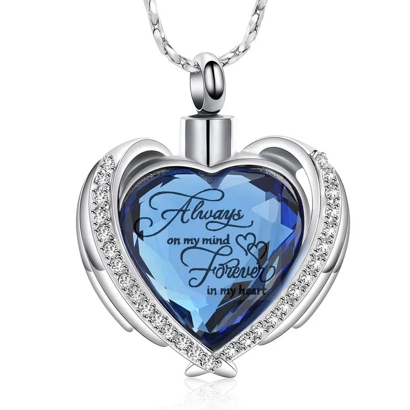 Silver Plated Angel Wing Hug Necklace for Memorial Ash Holder and Funeral Keepsake