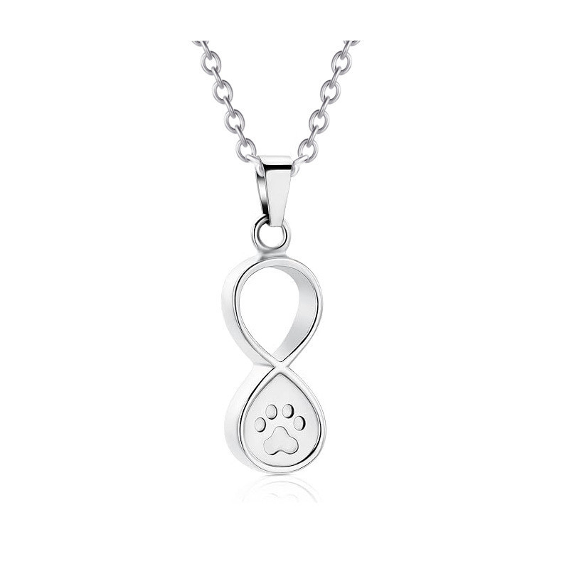 Excellent Europe and US Heart-Shaped Footprints Stainless Steel Pet Memorial Necklace